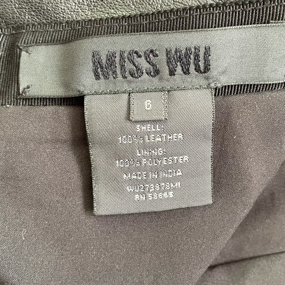 Miss Wu Jason Wu Black Leather Fit & Flare Mini Skirt w/ Pockets Size 6 - Picture 5 of 6
